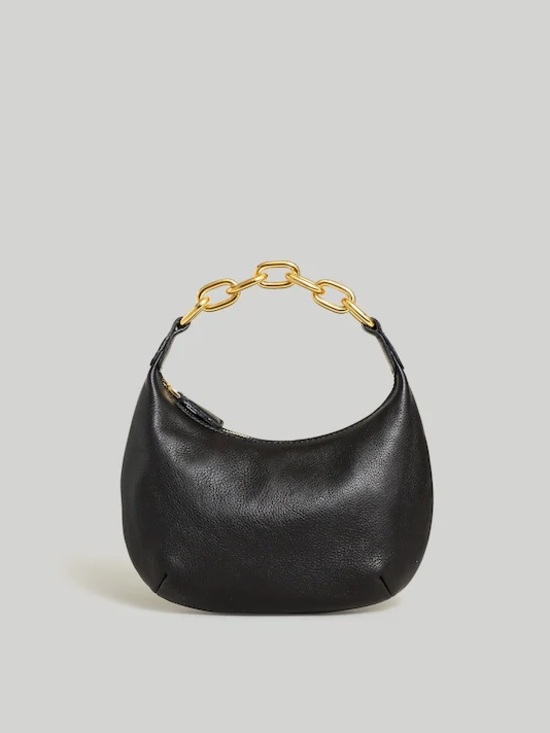 Madewell Handbags - Madewell | Women’s Micro Gold Chain Handle Leather Hobo Bag Black Leather Purse